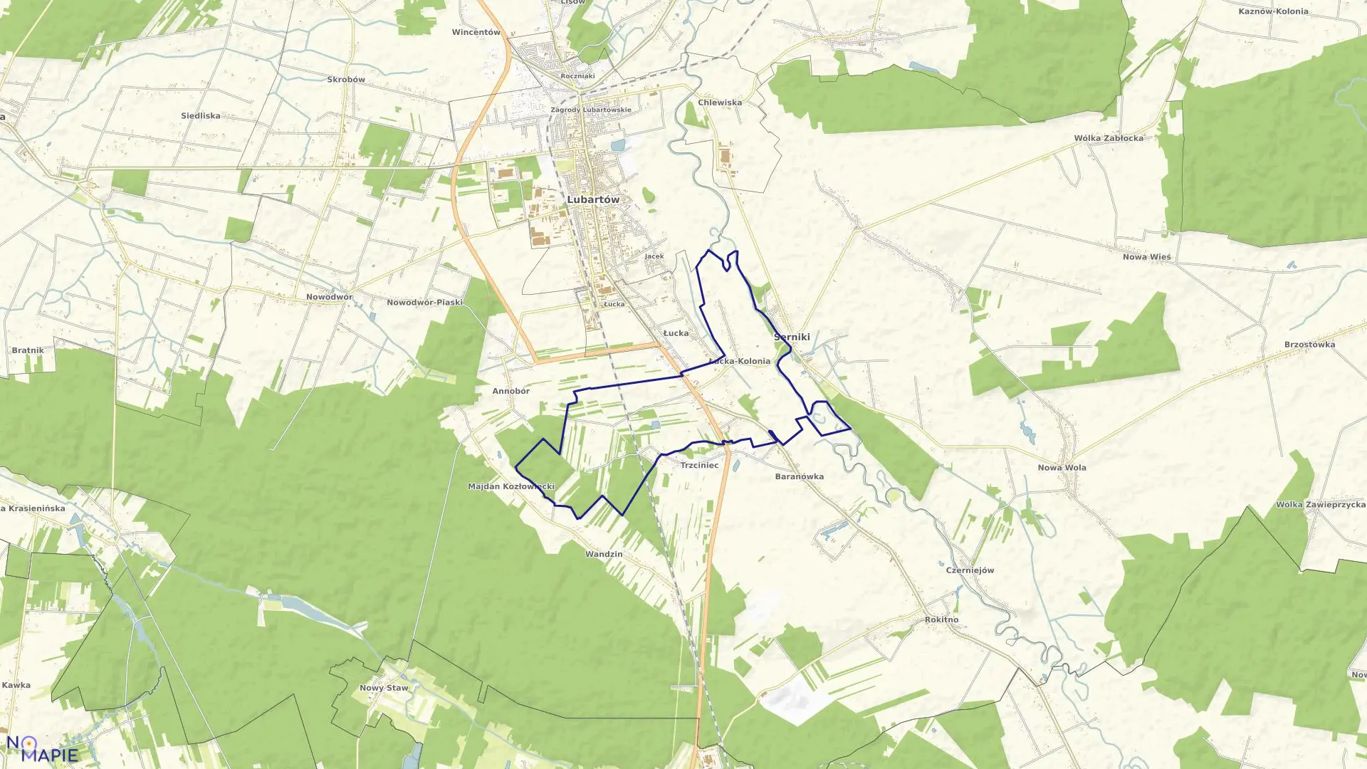 Mapa obrębu ŁUCKA KOLONIA w gminie Lubartów