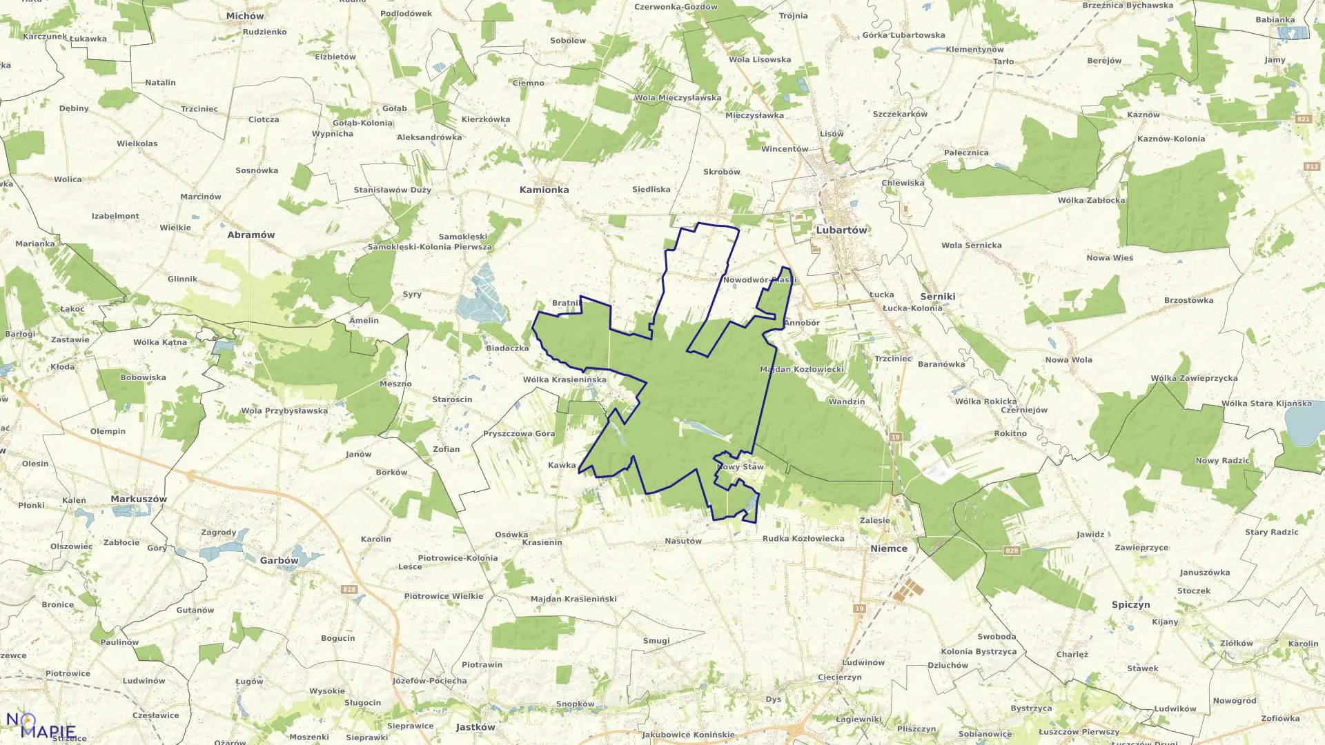 Mapa obrębu NOWODWÓR w gminie Lubartów