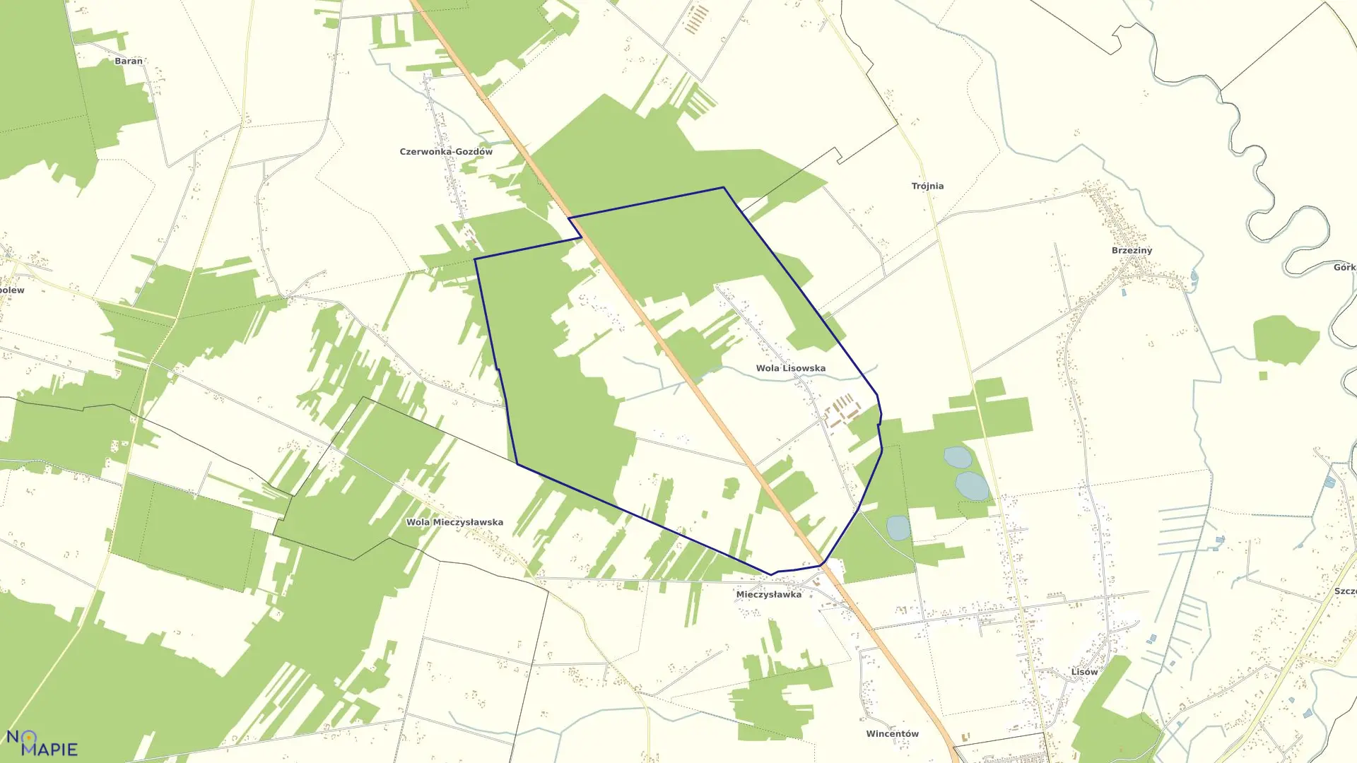 Mapa obrębu WOLA LISOWSKA w gminie Lubartów