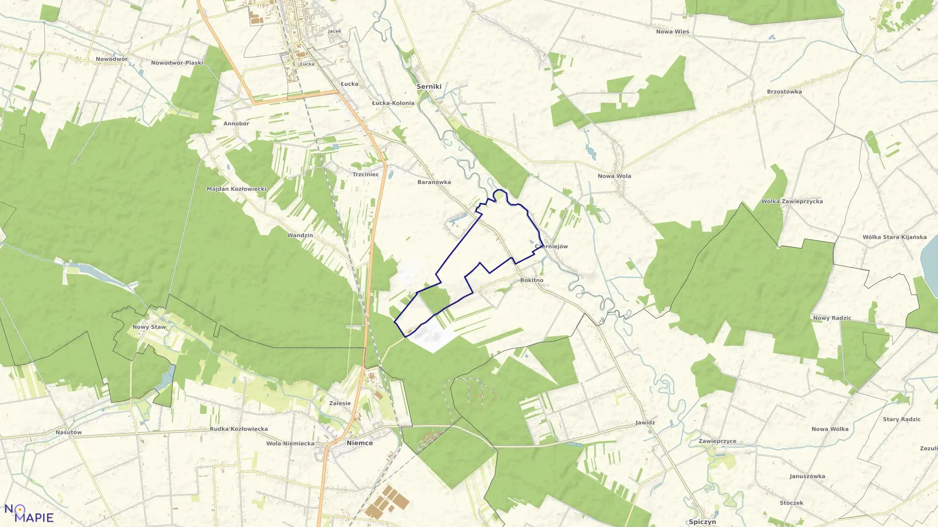 Mapa obrębu WÓLKA ROKICKA w gminie Lubartów